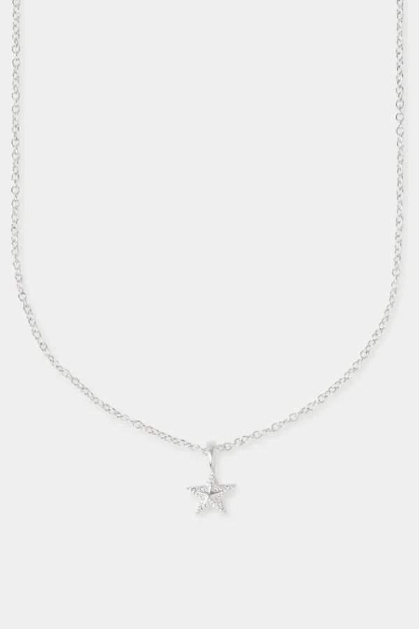 10mm Star Pendant Necklace - White