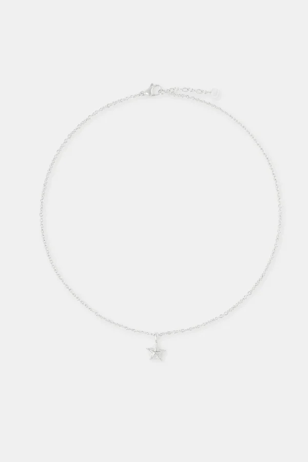 10mm Star Pendant Necklace - White