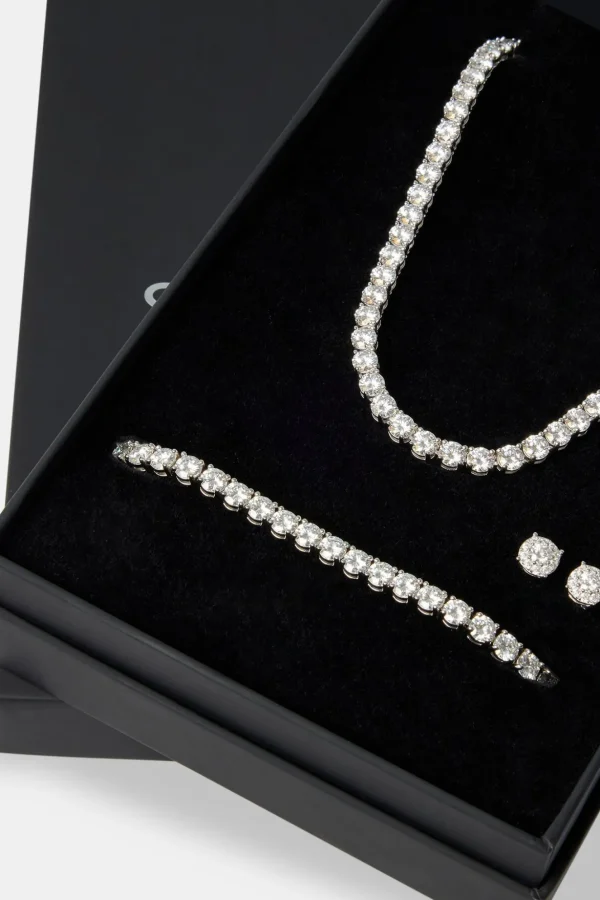 Moissanite 5mm Tennis Chain, Bracelet & Earring Set