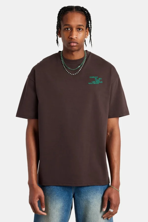 Motel Back Graphic Oversized T-Shirt - Chocolate