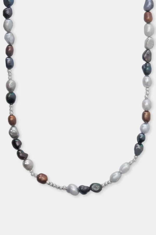 Multi Colour Baroque Freshwater Pearl Bead Necklace - White