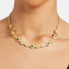 Multi Colour Cluster Tennis Chain - Gold