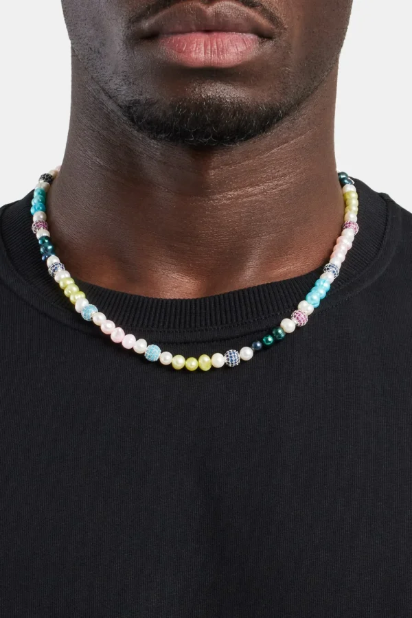 Multi Colour Ice Ball & Bead Freshwater Pearl Necklace