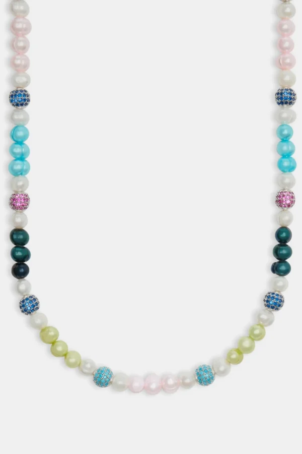 Multi Colour Ice Ball & Bead Freshwater Pearl Necklace