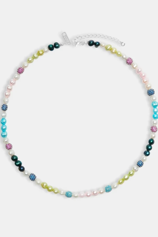 Multi Colour Ice Ball & Bead Freshwater Pearl Necklace