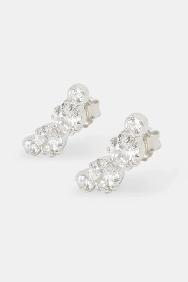 925 Multi CZ Stud Earrings - White