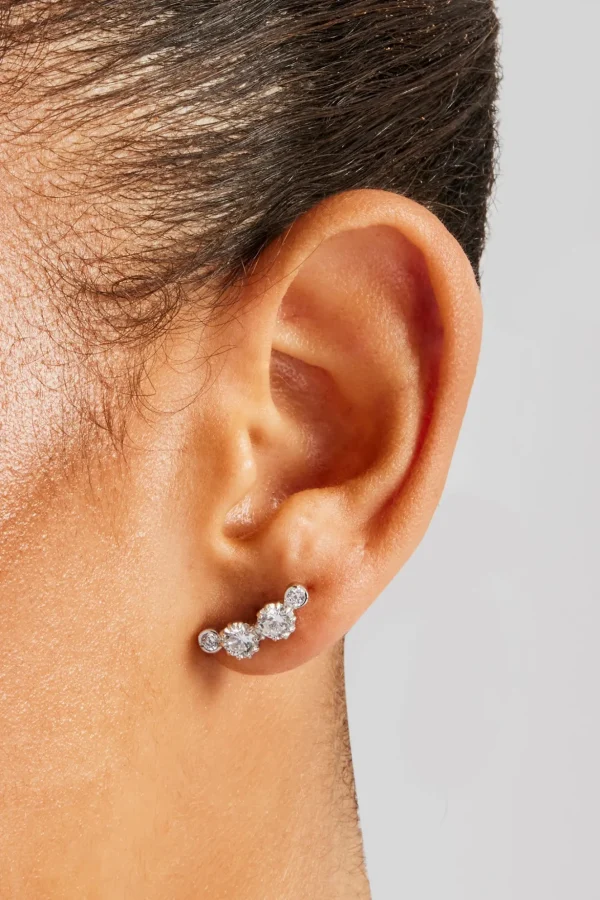 925 Multi CZ Stud Earrings - White