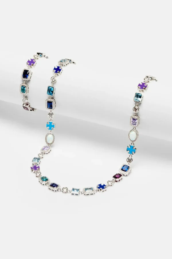 Multi Gem Stone Motif Necklace & Bracelet Bundle