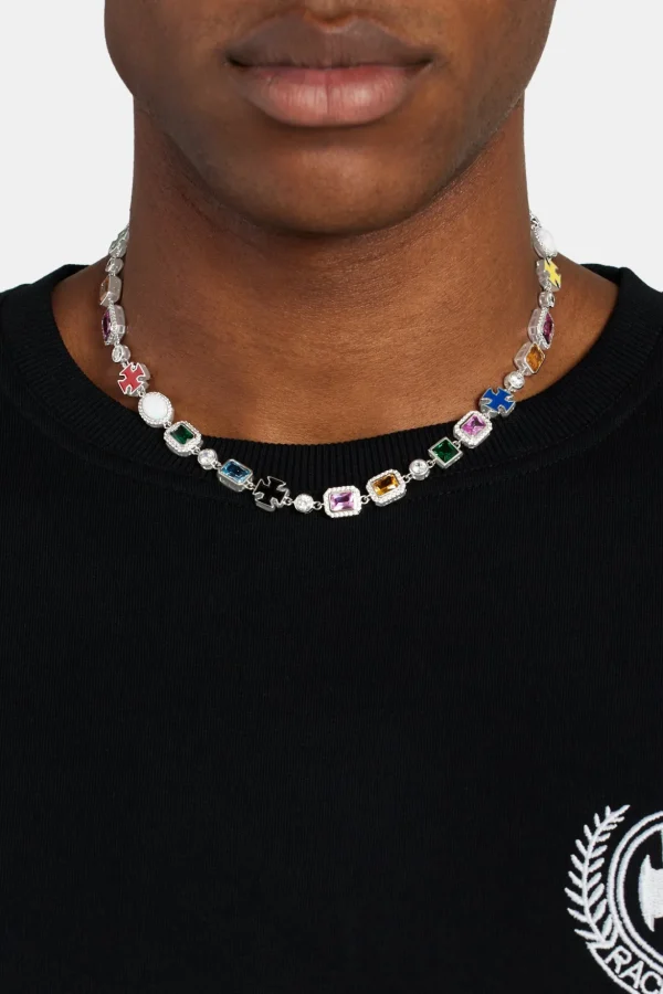 Multi Gemstone Motif Necklace