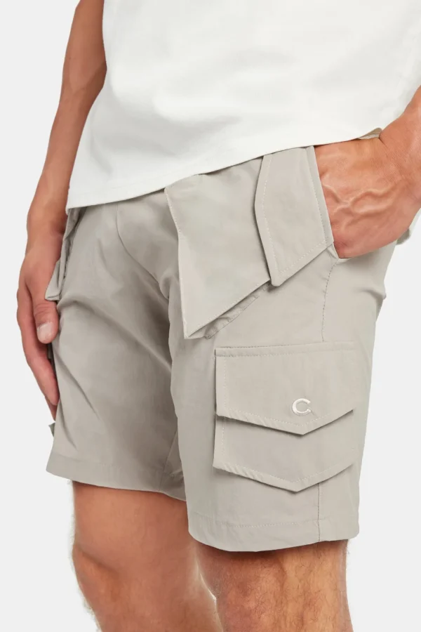 Nylon Cargo Shorts - Taupe