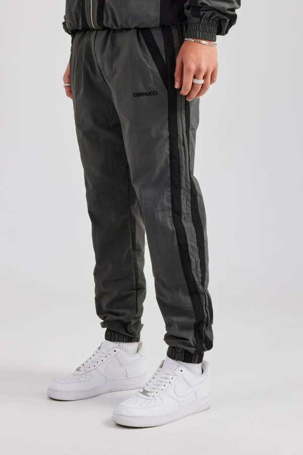 Nylon Colour Block Cuffed Jogger - Charcoal