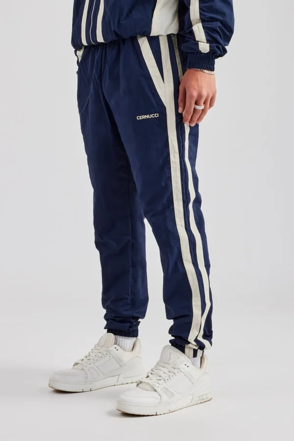 Nylon Colour Block Cuffed Jogger - Navy