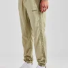 Nylon Colour Block Cuffed Jogger - Light Khaki