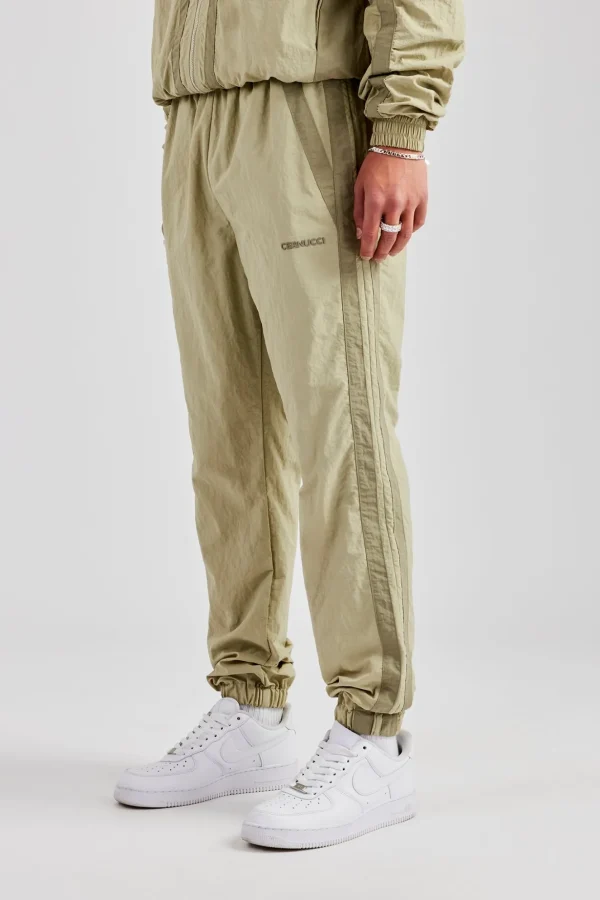 Nylon Colour Block Cuffed Jogger - Light Khaki