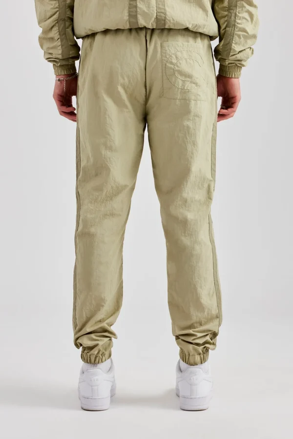 Nylon Colour Block Cuffed Jogger - Light Khaki