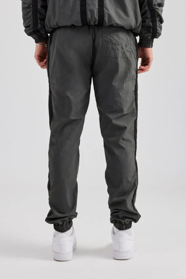 Nylon Colour Block Cuffed Jogger - Charcoal