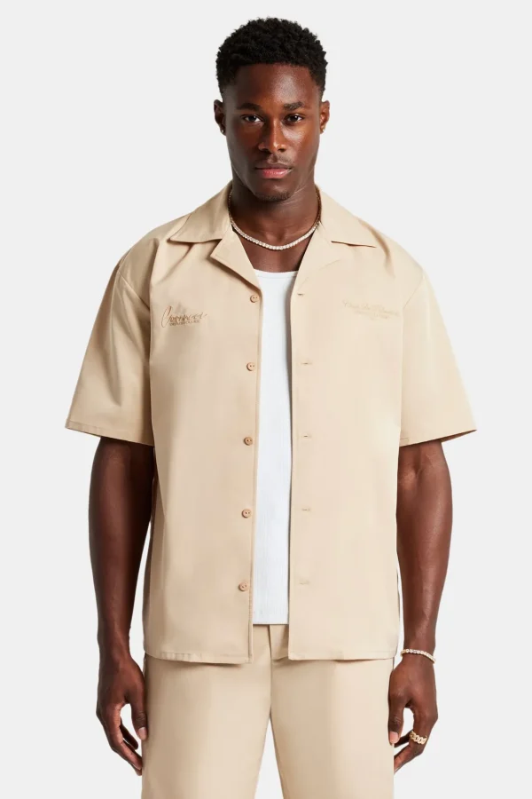 Nylon Embroidered Shirt - Sand