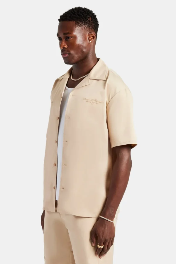 Nylon Embroidered Shirt - Sand