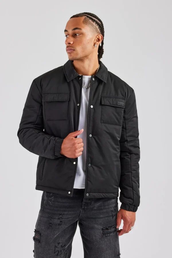 Nylon Padded Harrington Jacket - Black