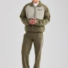 Nylon Panel Funnel Neck Track Jacket & Jogger - Khaki