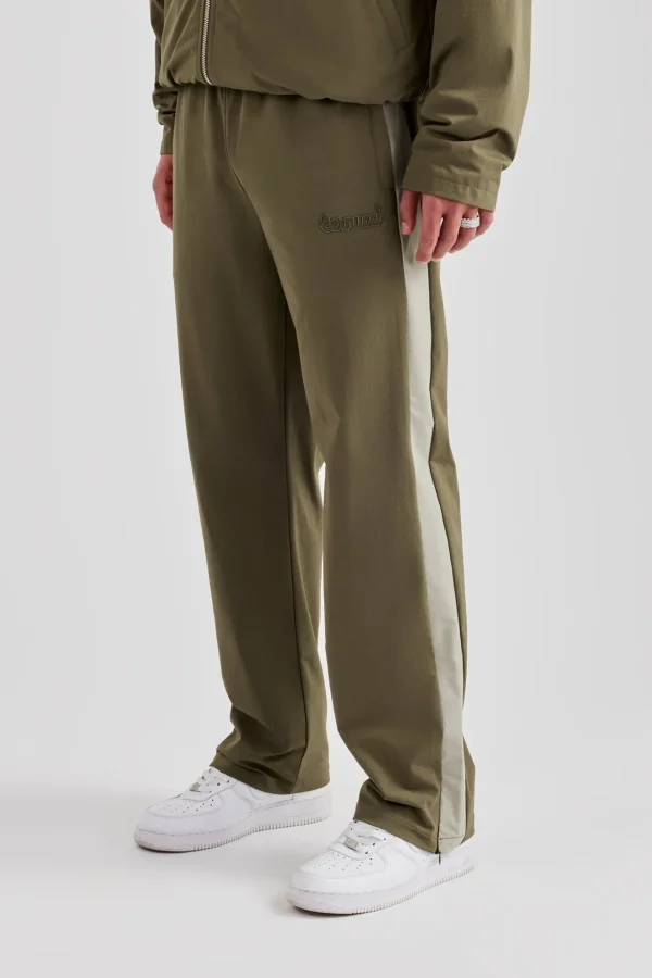 Nylon Panel Straight Leg Jogger - Khaki