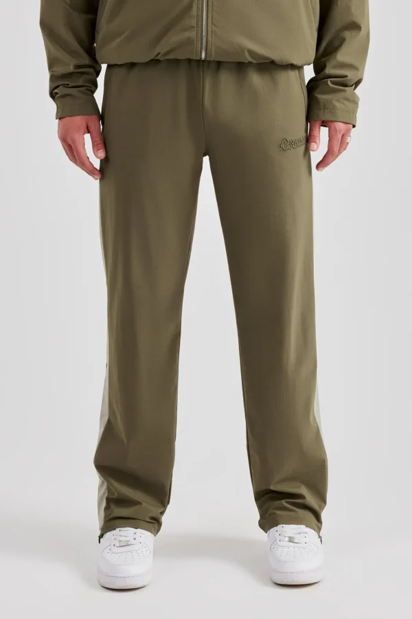 Nylon Panel Straight Leg Jogger - Khaki