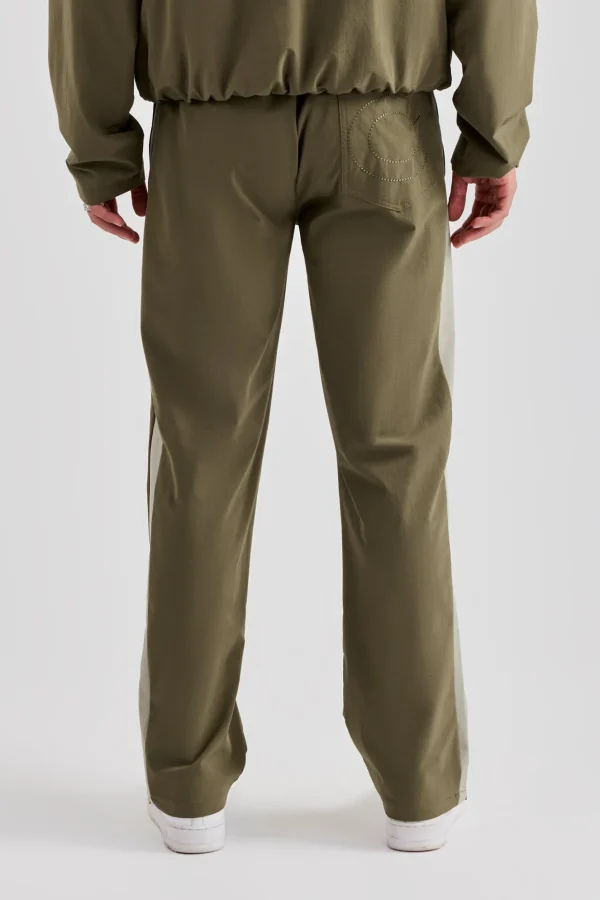 Nylon Panel Straight Leg Jogger - Khaki