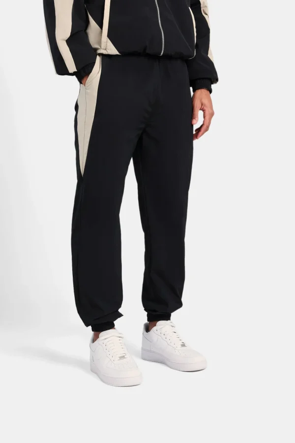 Nylon Panelled Track Joggers - Black