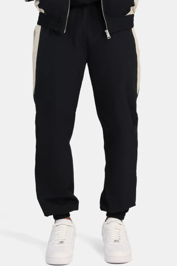 Nylon Panelled Track Joggers - Black