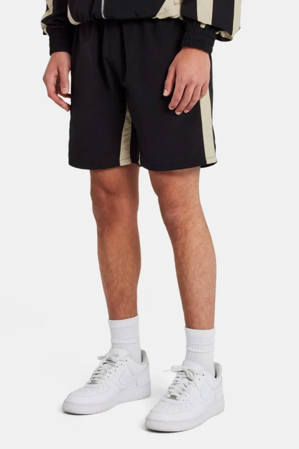 Nylon Panelled Track Short - Black