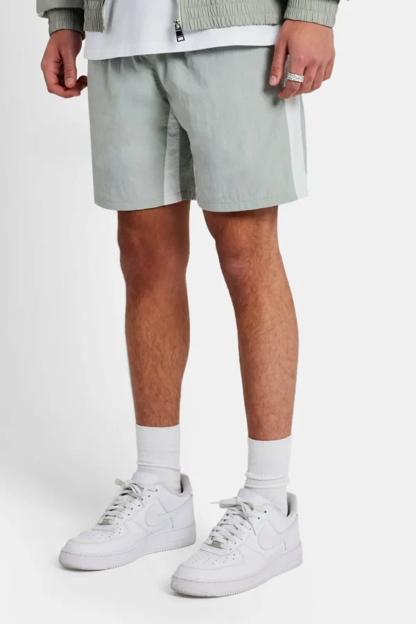 Nylon Panelled Track Short - Light Grey