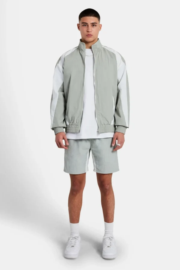 Nylon Panelled Track Short - Light Grey