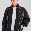 Nylon Piping Zip Through Jacket - Black