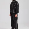 Nylon Piping Zip Through Tracksuit - Black