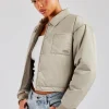 Nylon Pocket Padded Harrington Jacket - Sage