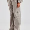 Nylon Straight Leg Trousers - Light Grey