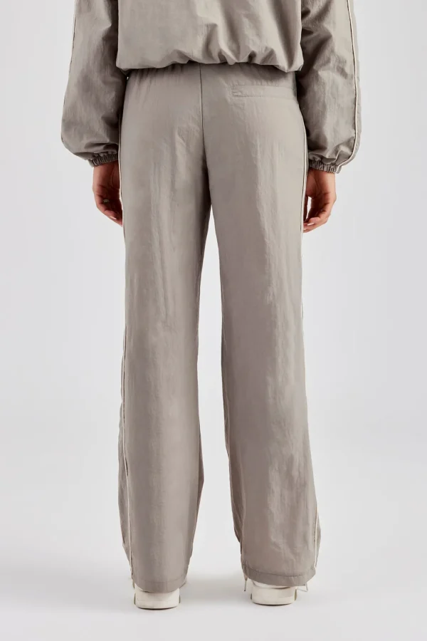 Nylon Straight Leg Trousers - Light Grey