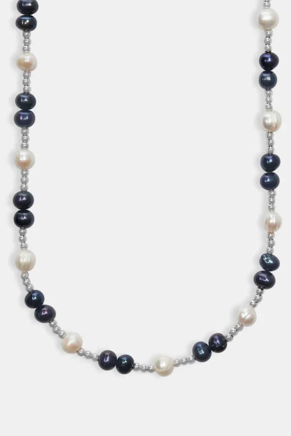 Oilslick Freshwater Pearl & Bead Necklace - White