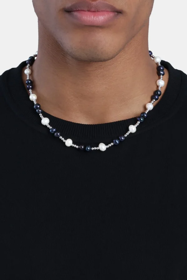 Oilslick Freshwater Pearl & Bead Necklace - White