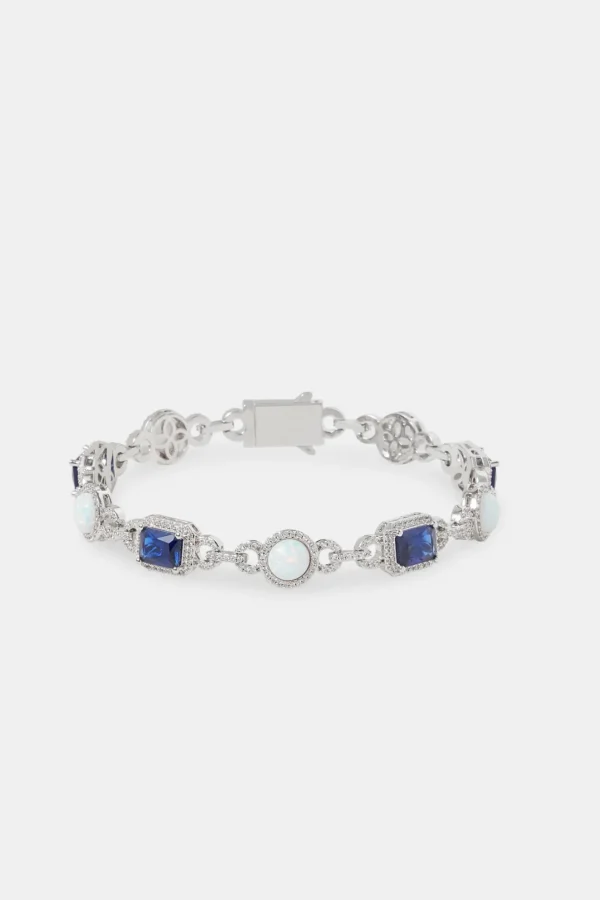 Opal & Blue Baguette Tennis Bracelet - 10mm