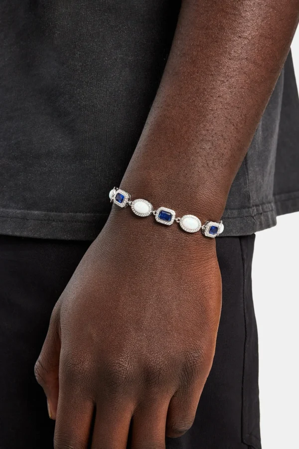 Opal & Blue Gemstone Bracelet - White