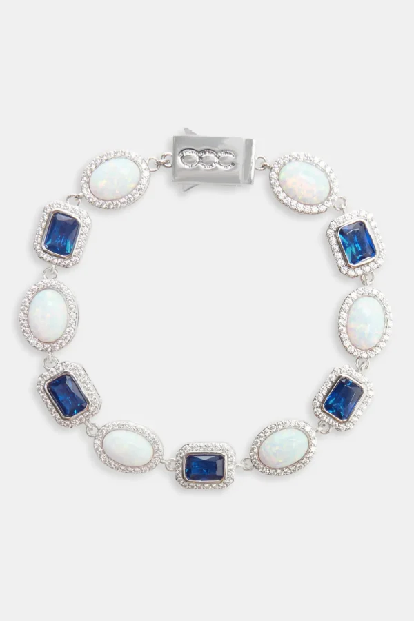 Opal & Blue Gemstone Bracelet - White