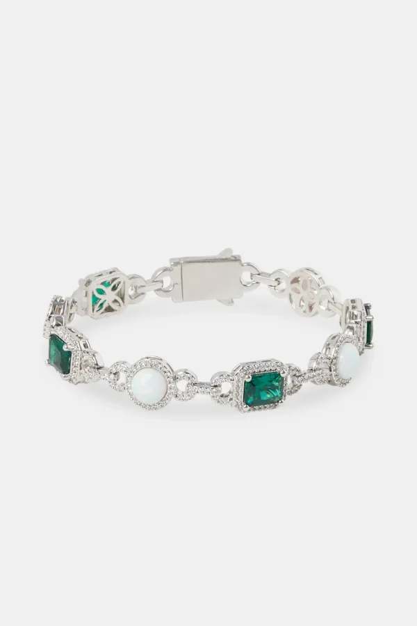 Opal & Green Baguette Tennis Bracelet - 10mm