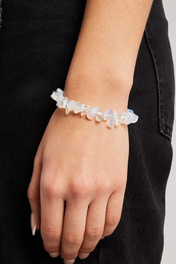 Opal Shard Bead Bracelet - White