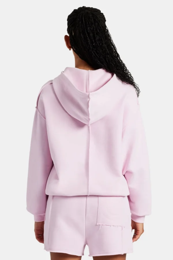 Overlock Oversized Hoodie - Pink