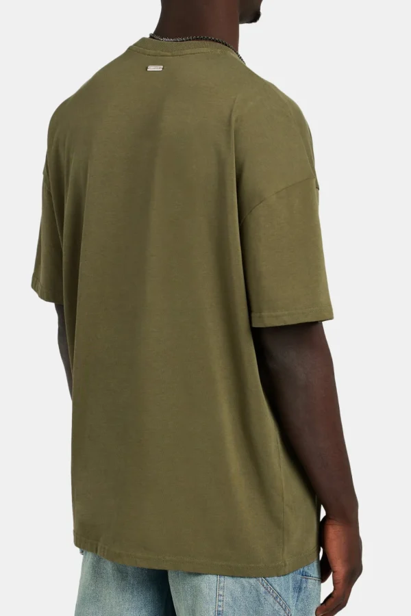 Oversized C 3D Embroidered T-Shirt - Khaki