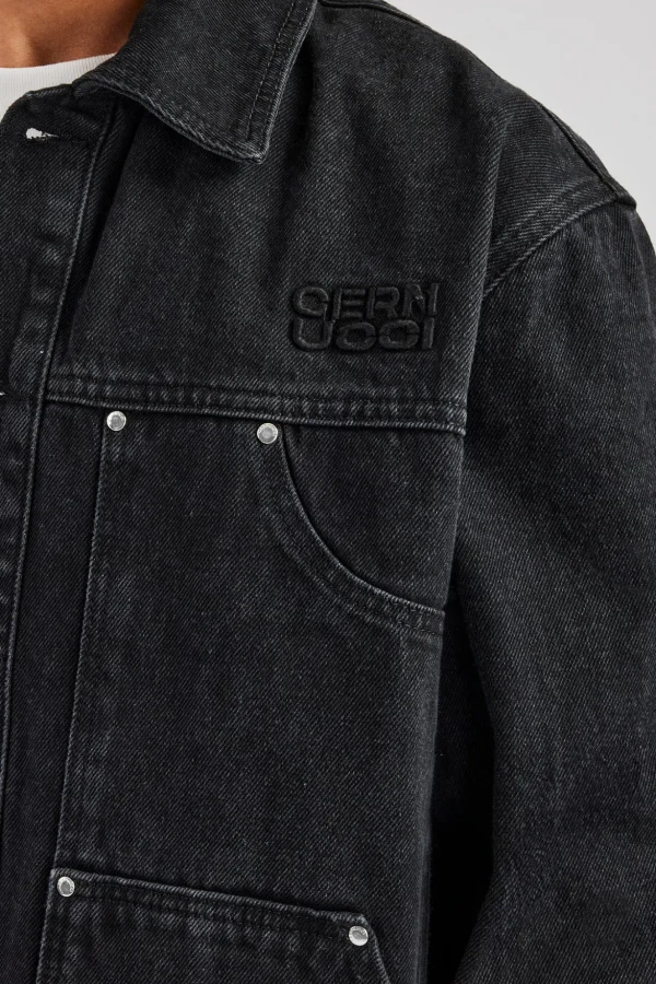 Oversized Carpenter Denim Jacket & Baggy Jean - Washed Black