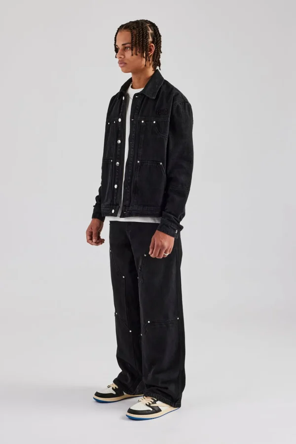 Oversized Carpenter Denim Jacket & Baggy Jean - Washed Black