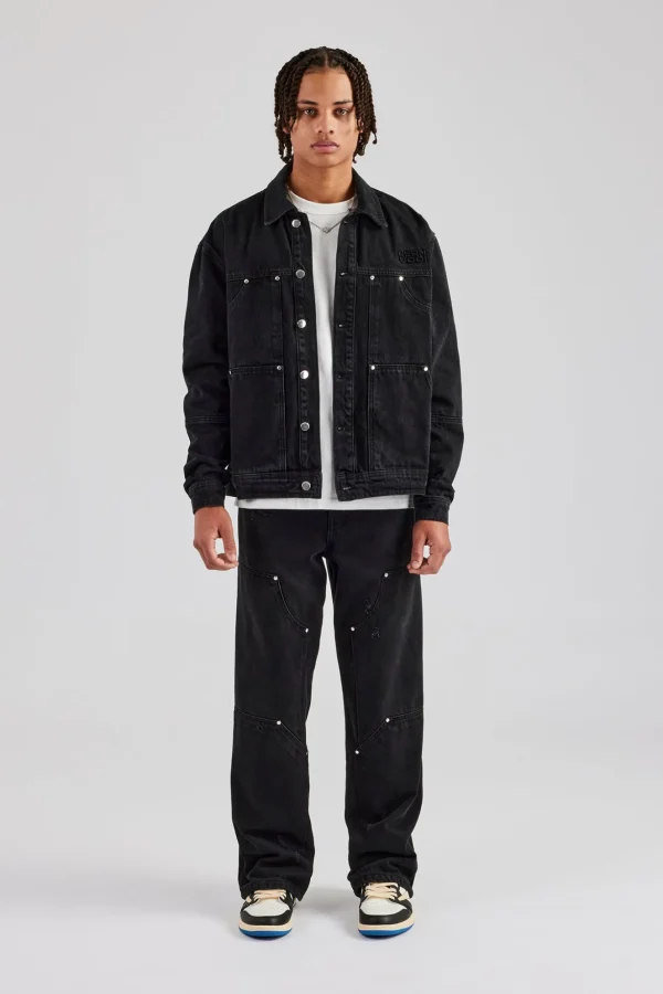 Oversized Carpenter Denim Jacket & Baggy Jean - Washed Black