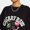 Oversized Cherry Graphic T-Shirt - Black